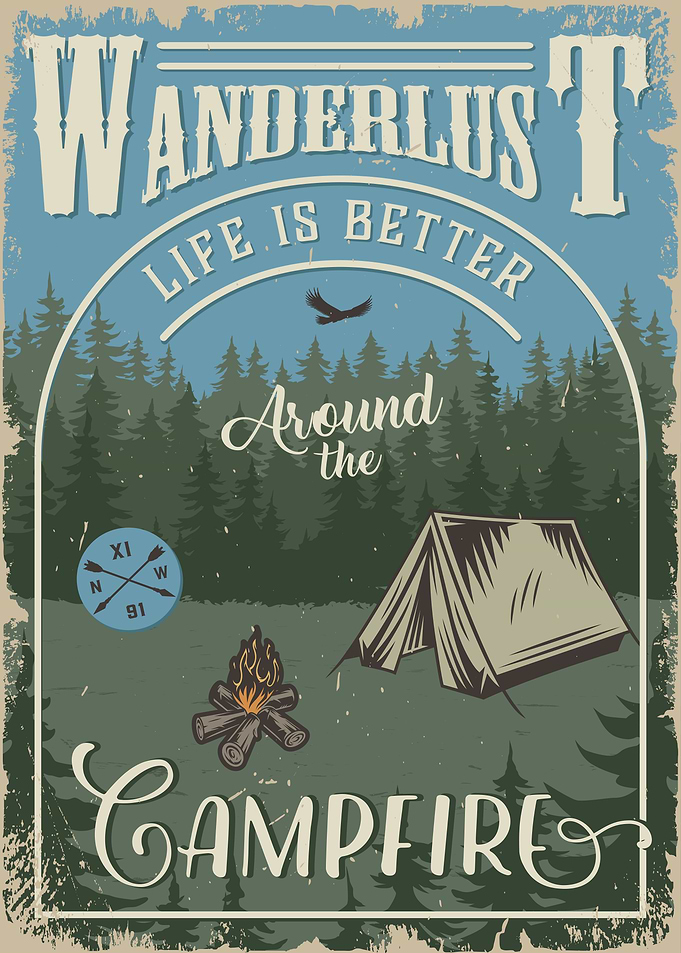 Vintage camping poster