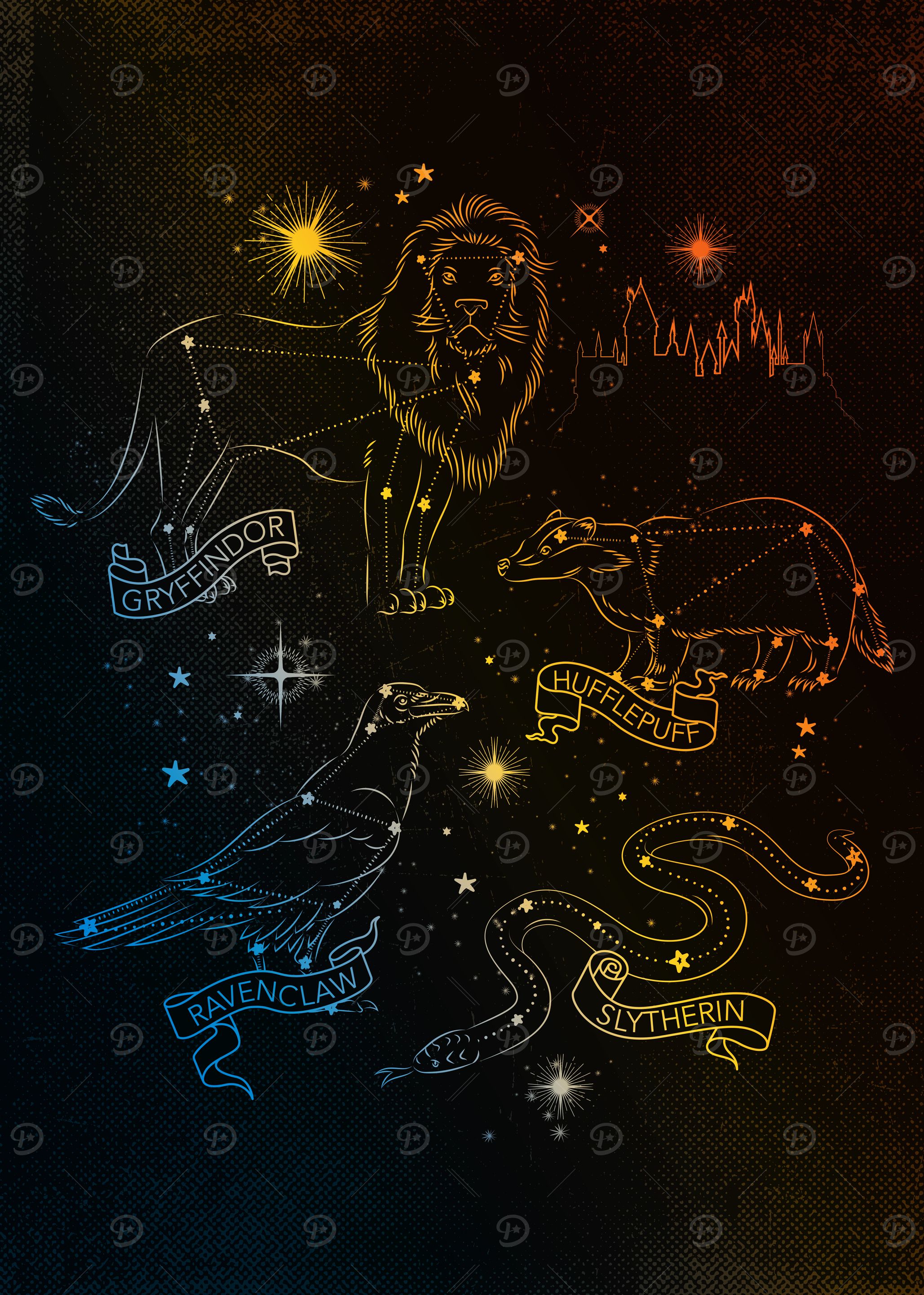 The Four Houses metal poster - Limited Edition | Displate