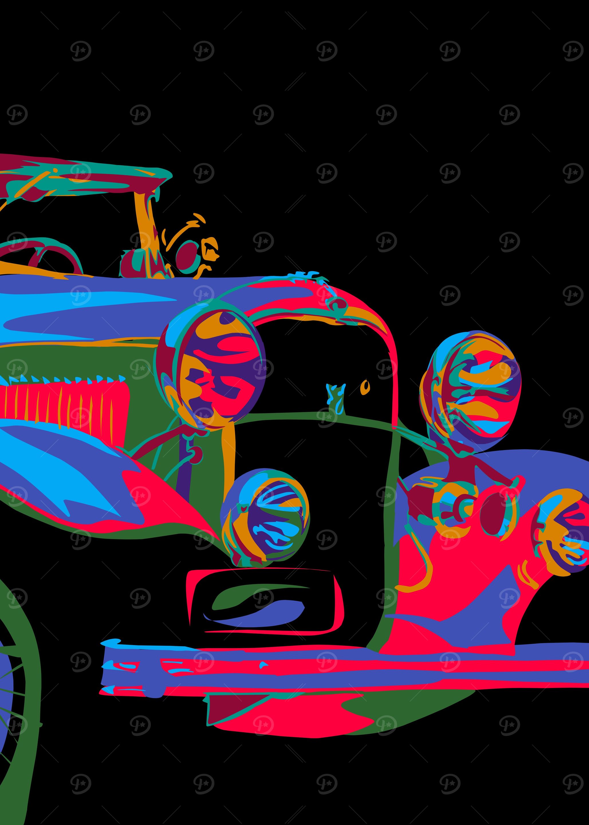 Classic car in pop art