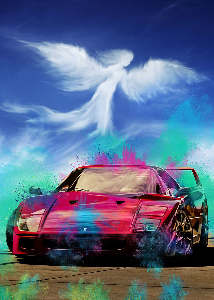 Neon Car Ferrari f40