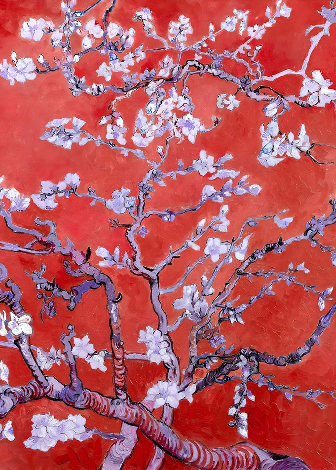 Almond Blossoms in Red