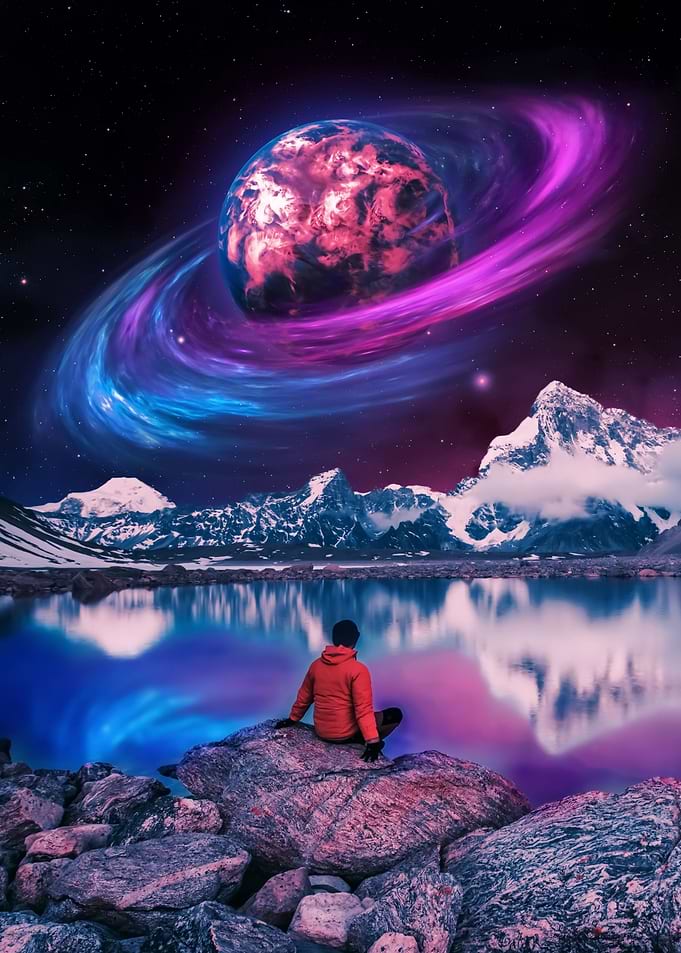 Surreal planet view