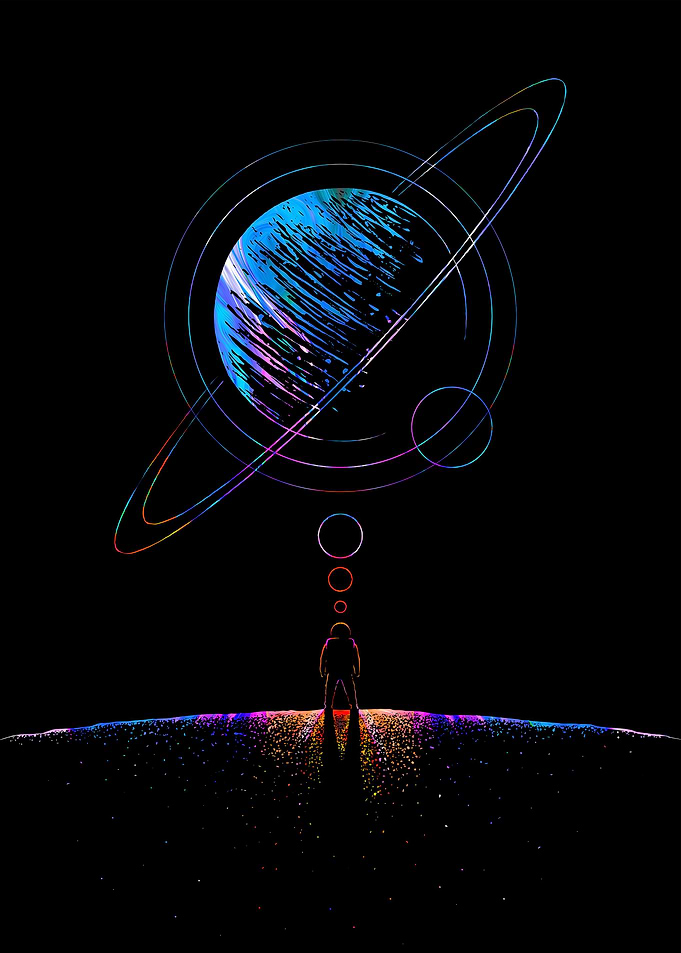 Astronaut Thinking Planet
