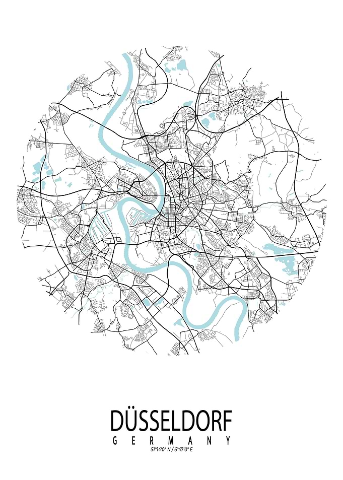 Dusseldorf City Map Circle