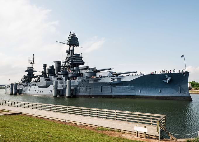 Battleship in the docks