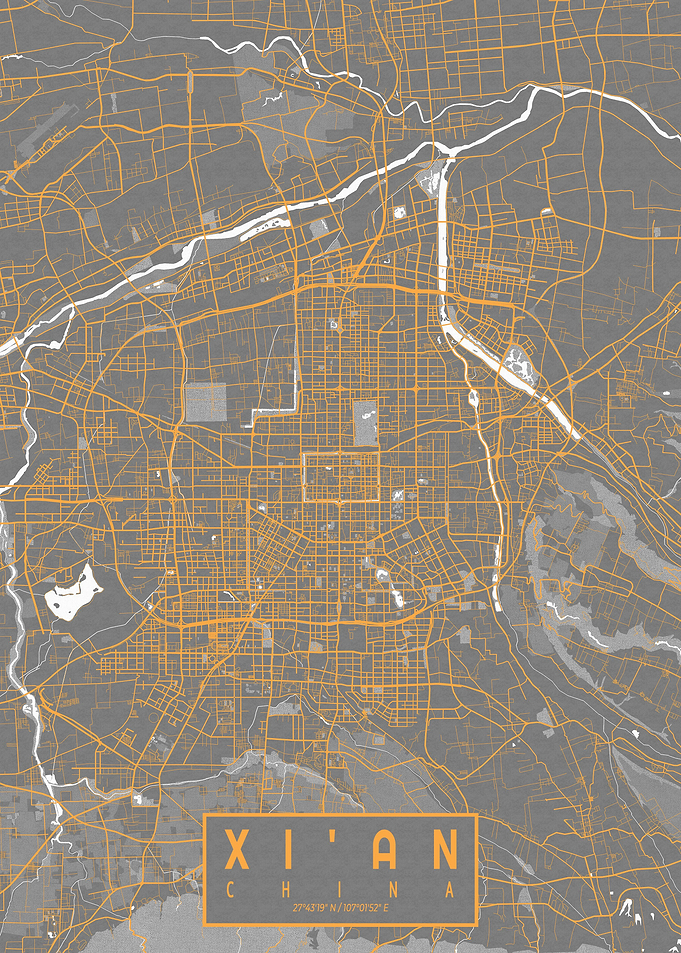 Xian City Map Bauhaus
