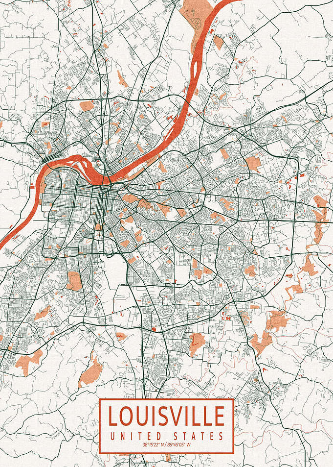 Louisville Map Bohemian