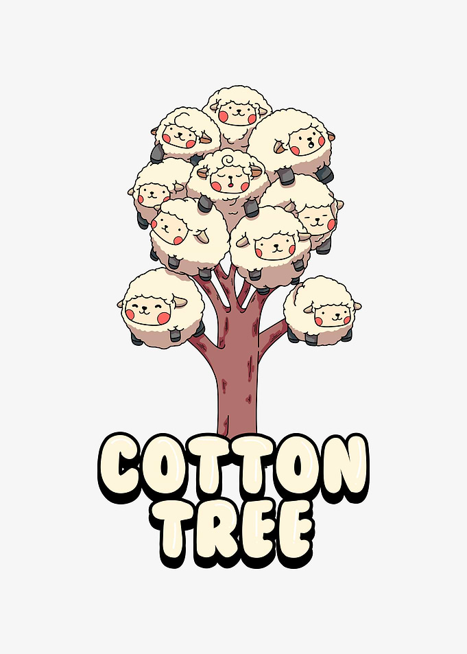 Adorable Cotton Tree sheep