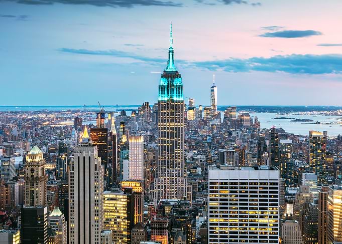 New York skyline at dusk