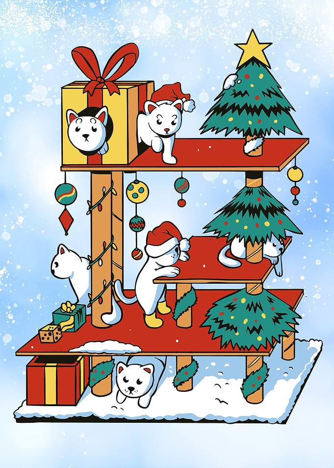 Christmas Tree with Cats