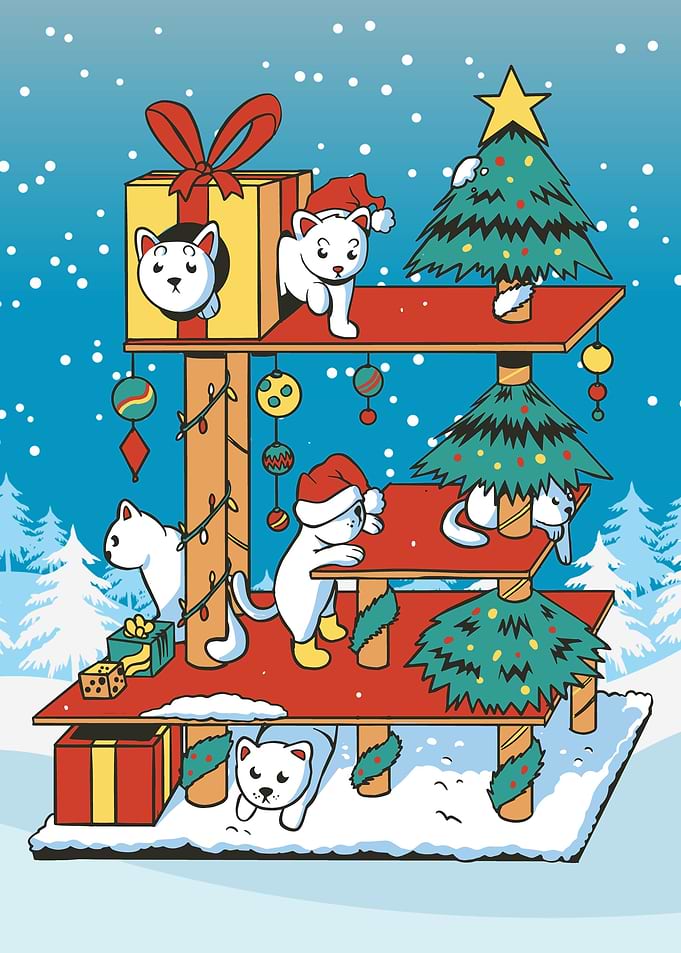 Christmas Tree with Cats