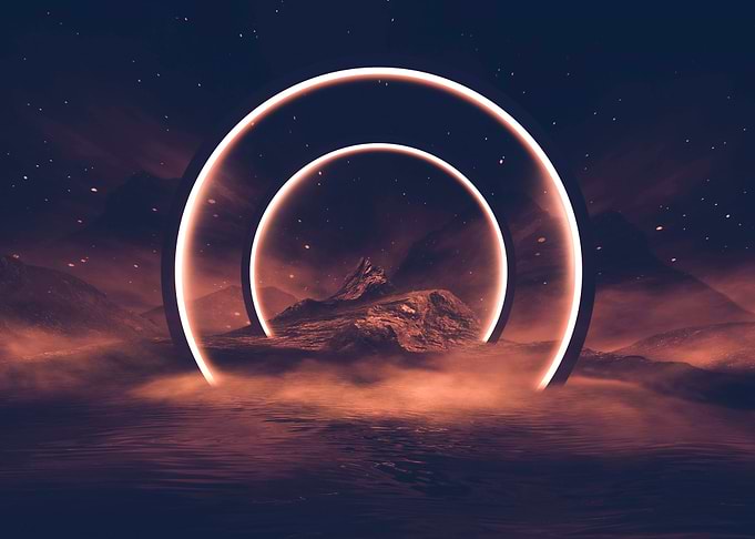 Neon space galaxy portal