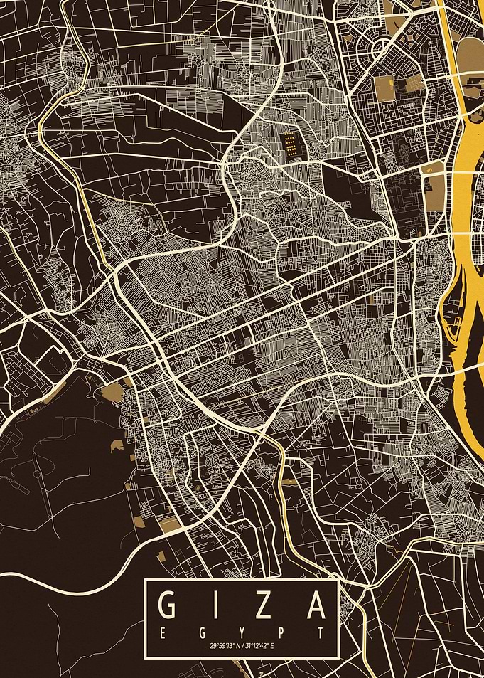 Giza City Map Egypt Pastel