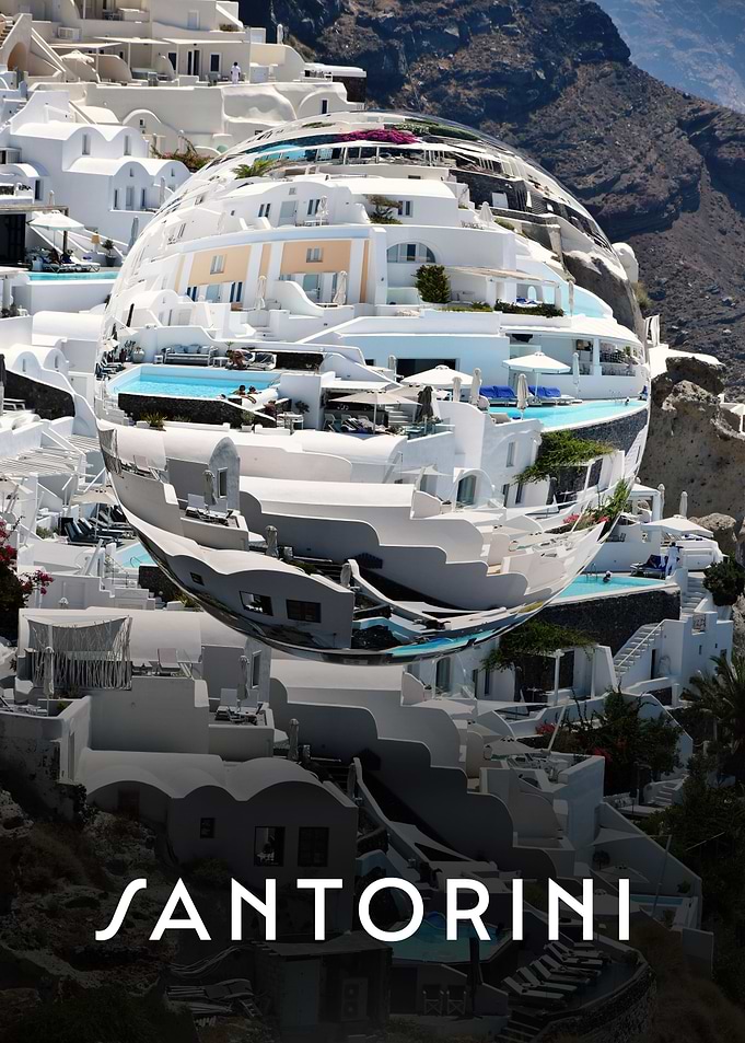 Santorini Greece Glass Orb