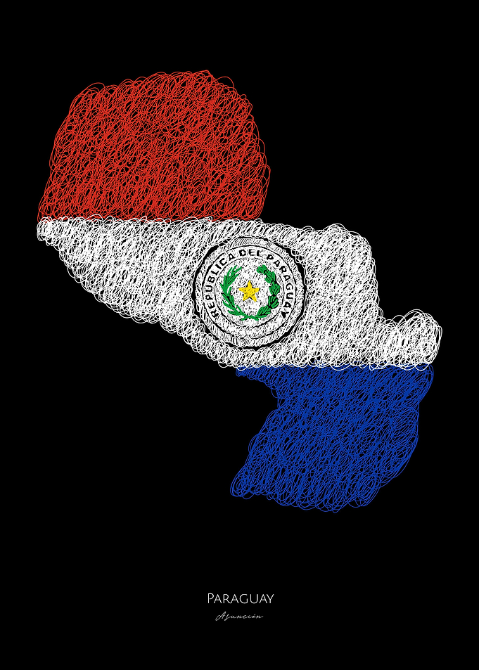 Paraguay Asuncion Flag Map