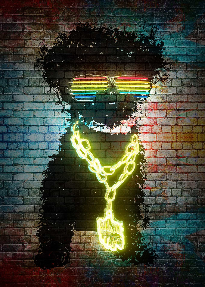 Poodle Retro rainbow