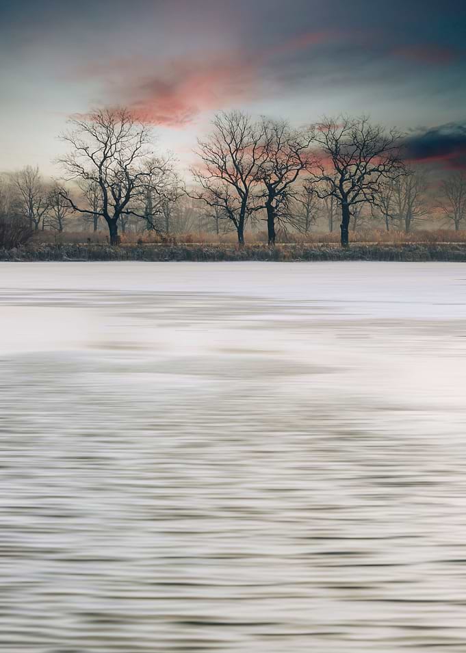 Winter lake, reflection