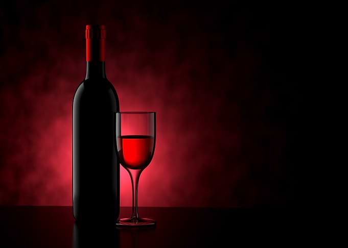 Red Wine Bottle and Glass
