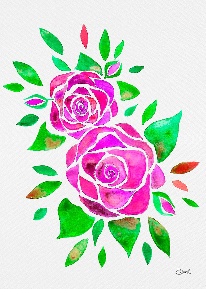 Vibrant watercolor roses