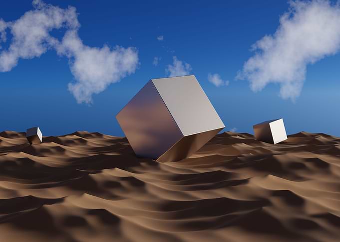 Metal Cubes in Desert