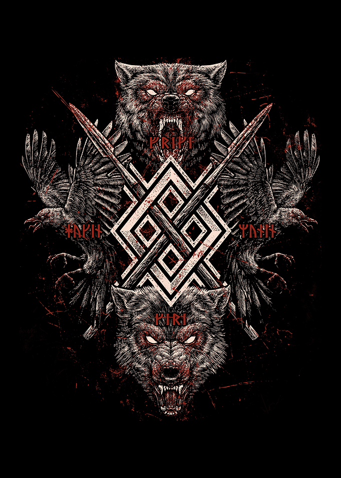 Norse Wolf Raven of Odin