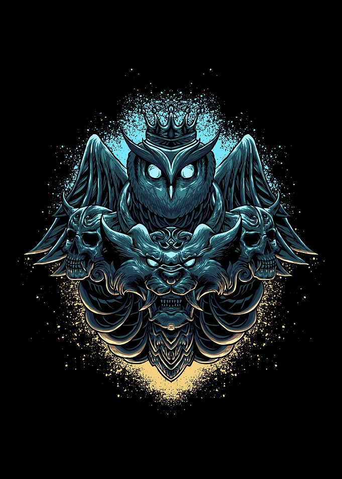 Owl and lion head
