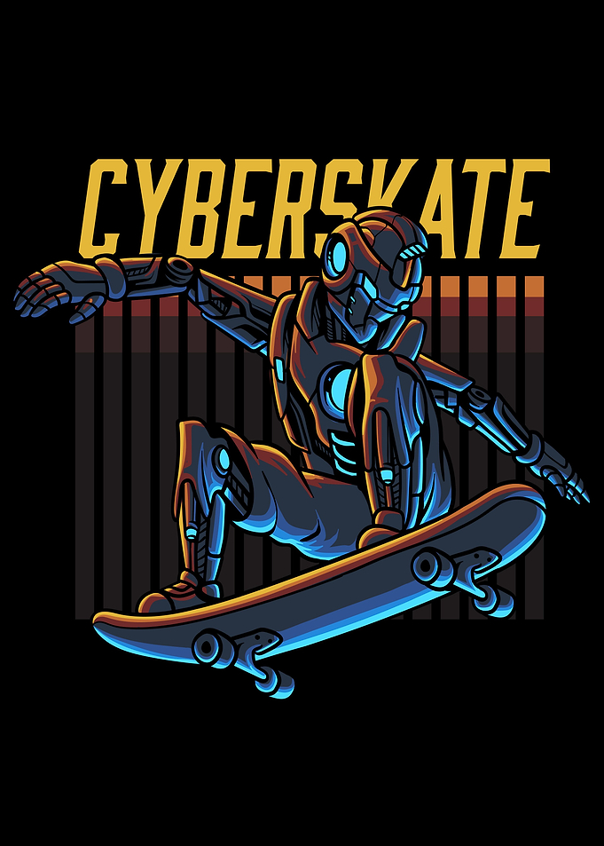 Cyber robot skateboarding