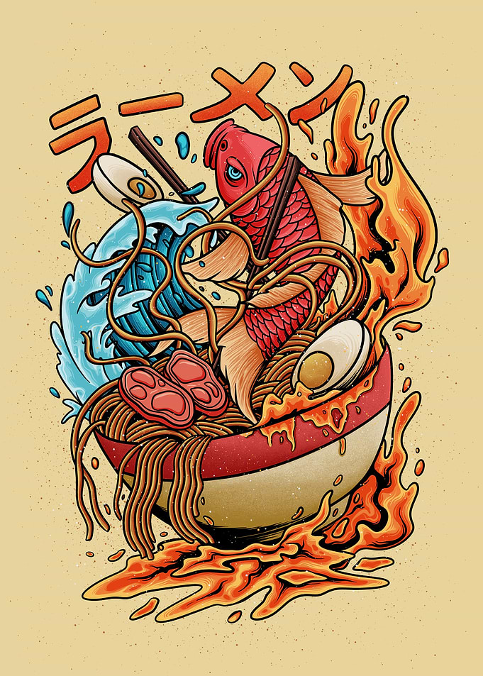 Japanese Ramen Koi fish