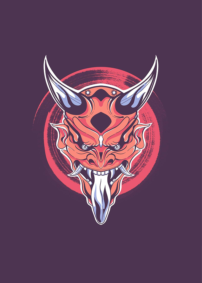 Oni Mask Angry Vector
