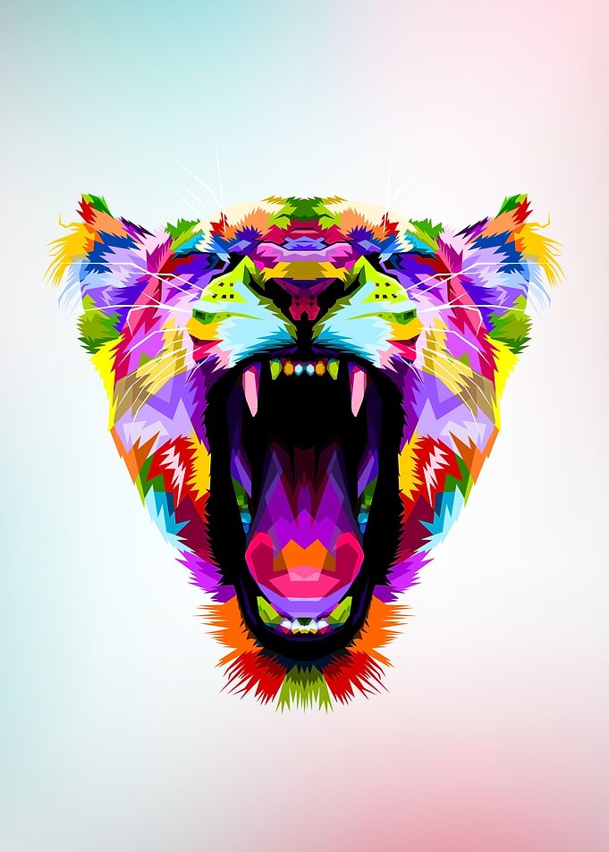 Rainbow Angry Lion Head