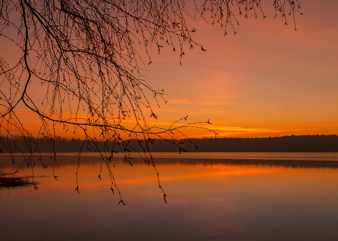 Autumn travel and sunrise
