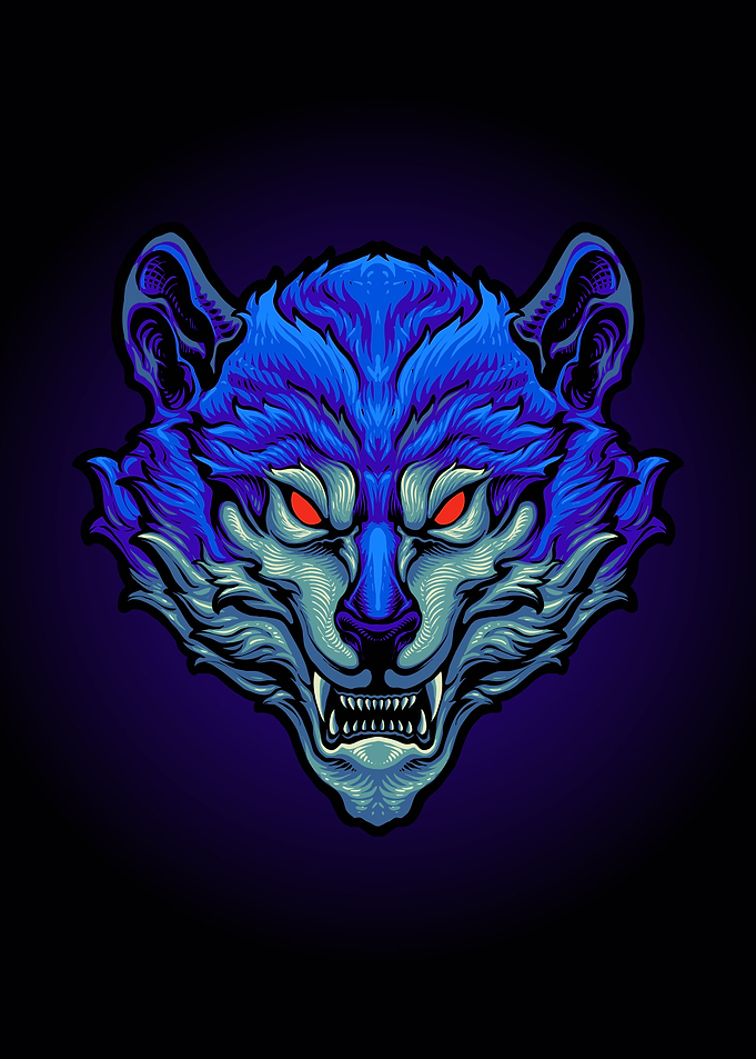 The blue wolf head