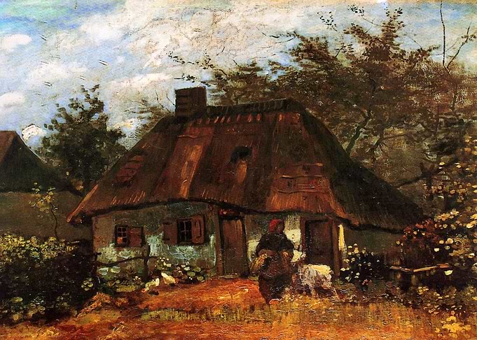 cottage and woman 1885
