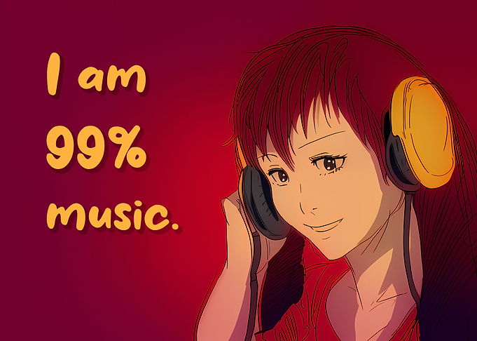 Girl listening music headp