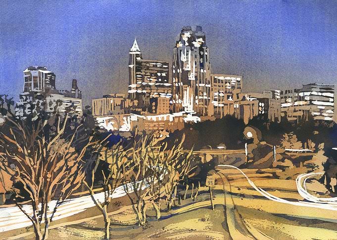 Raleigh skyline NC artwork