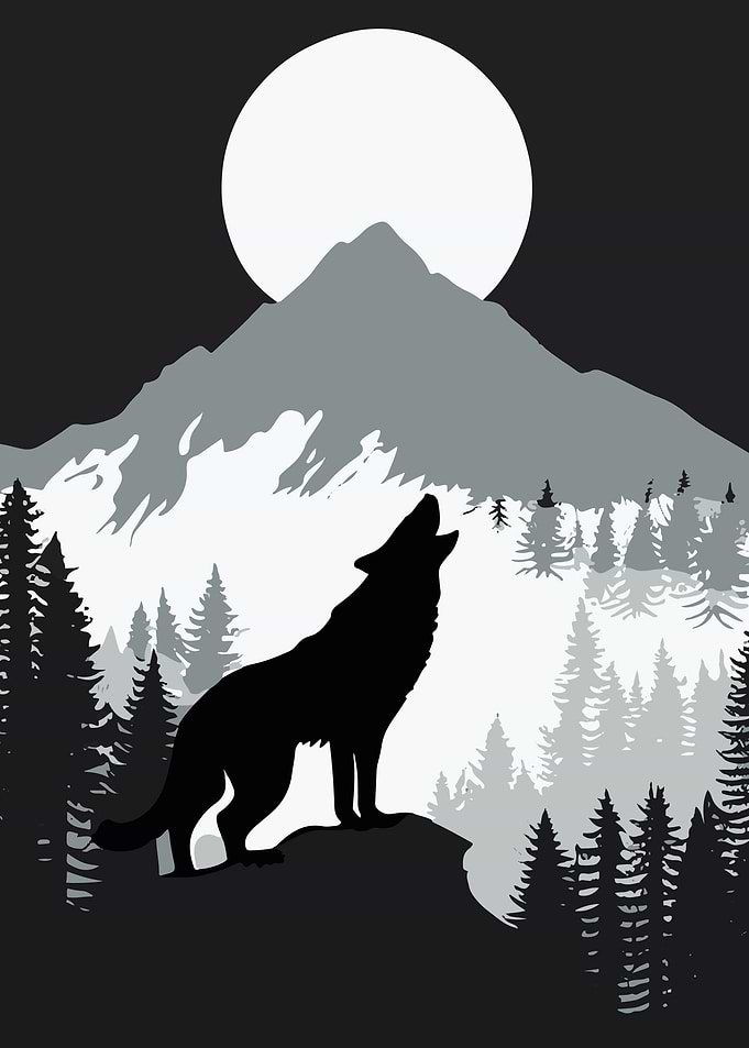 Wolf Howling Mountain Tree