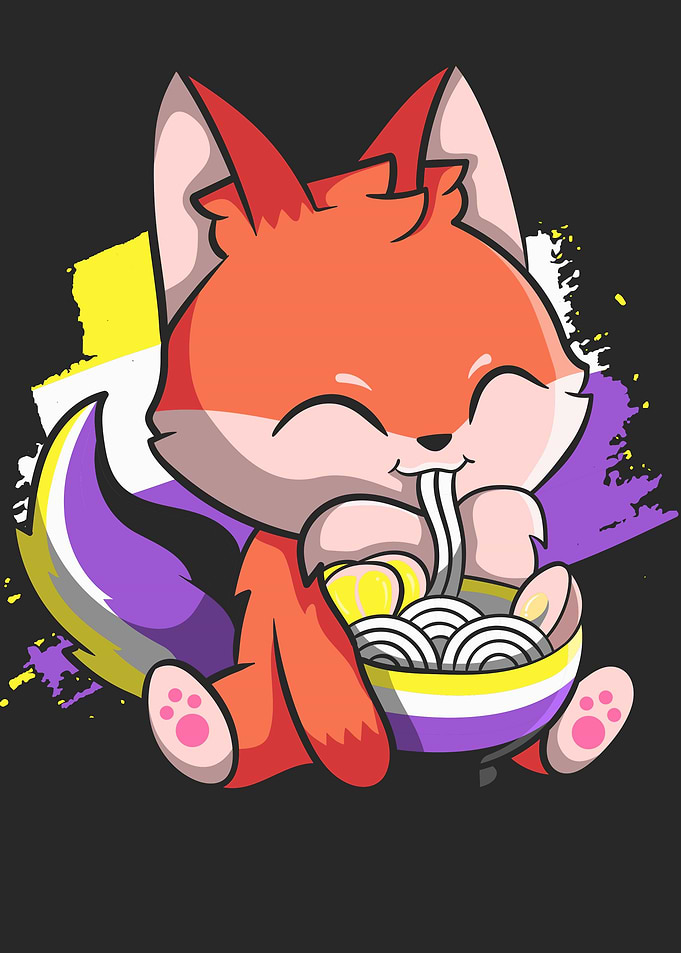 Nonbinary Pride Kawaii Fox