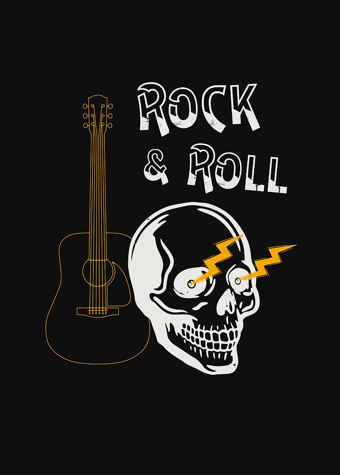 Rock Roll Guitar Skull