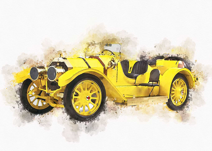 Yellow Black Vintage car