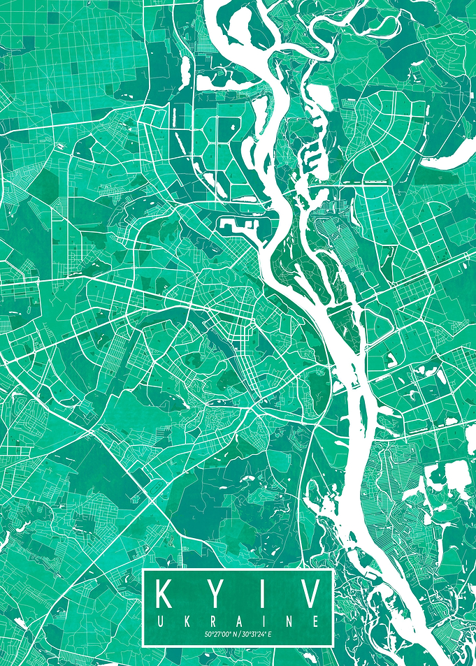 Kyiv City Map Watercolor