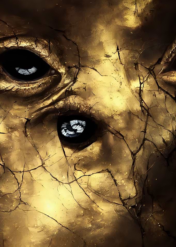 Black eyes sunk in gold