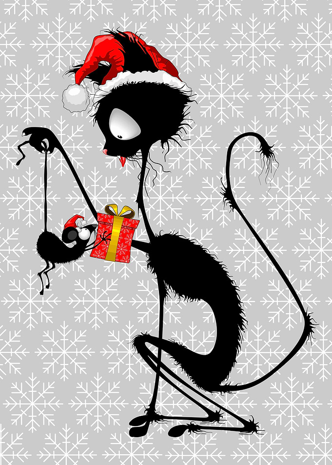 Cat and Mouse Santa Claus
