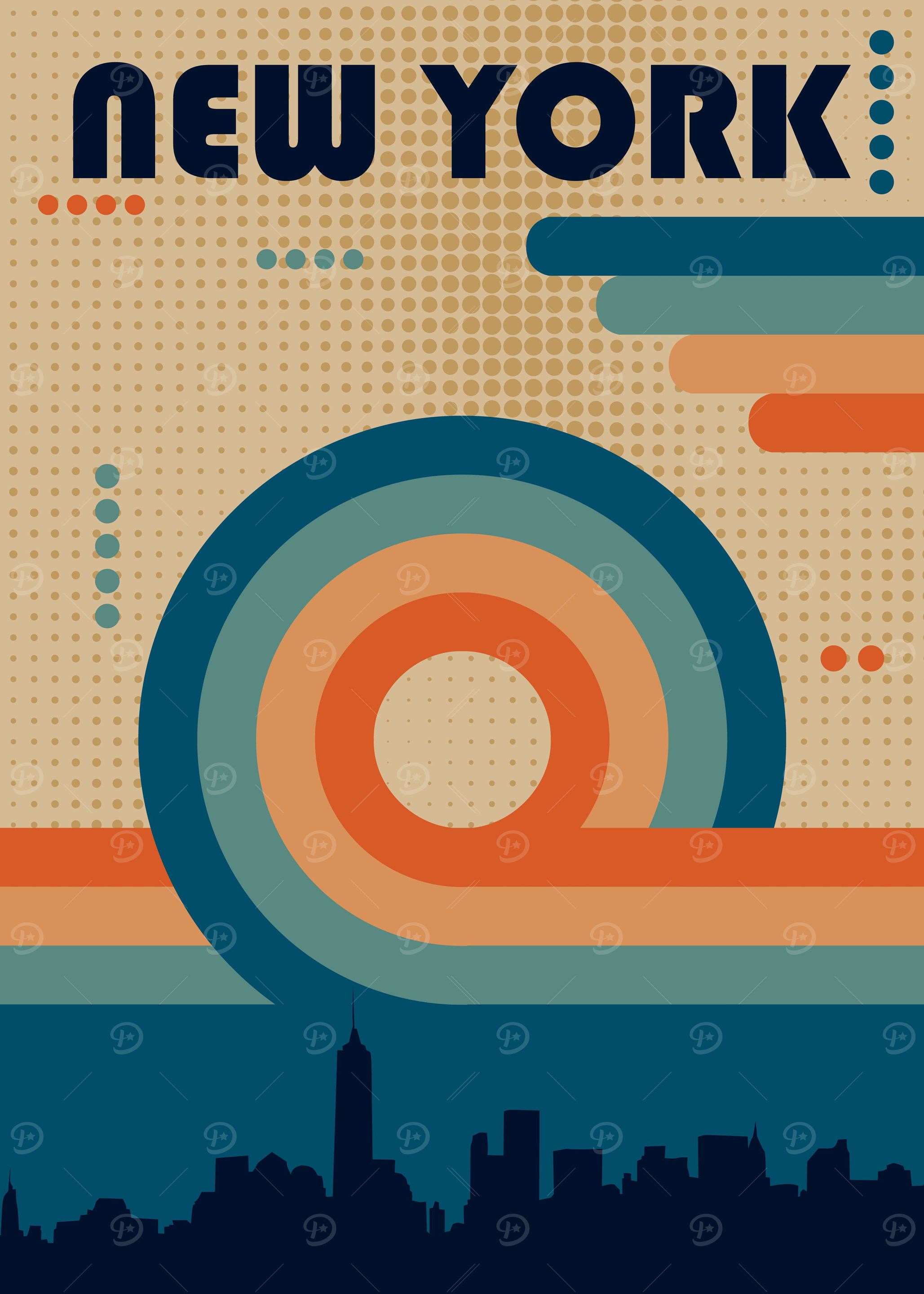 New york retro landscape