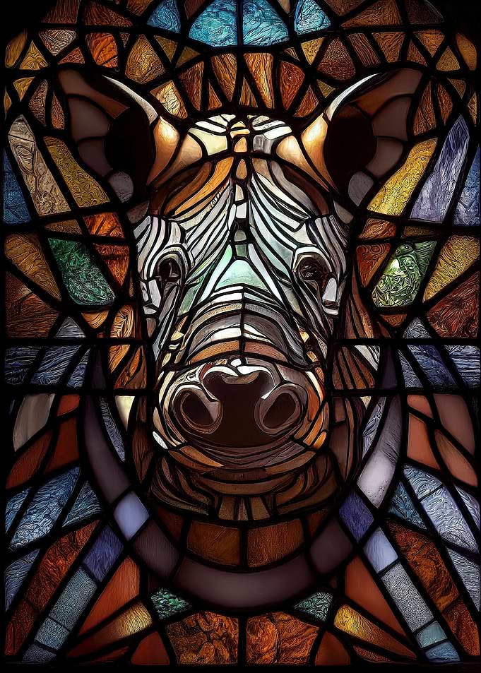 Stained Glass Rhino