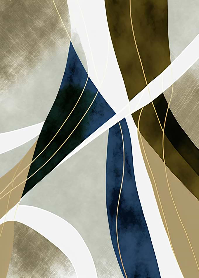 Blue Gold Abstract Art