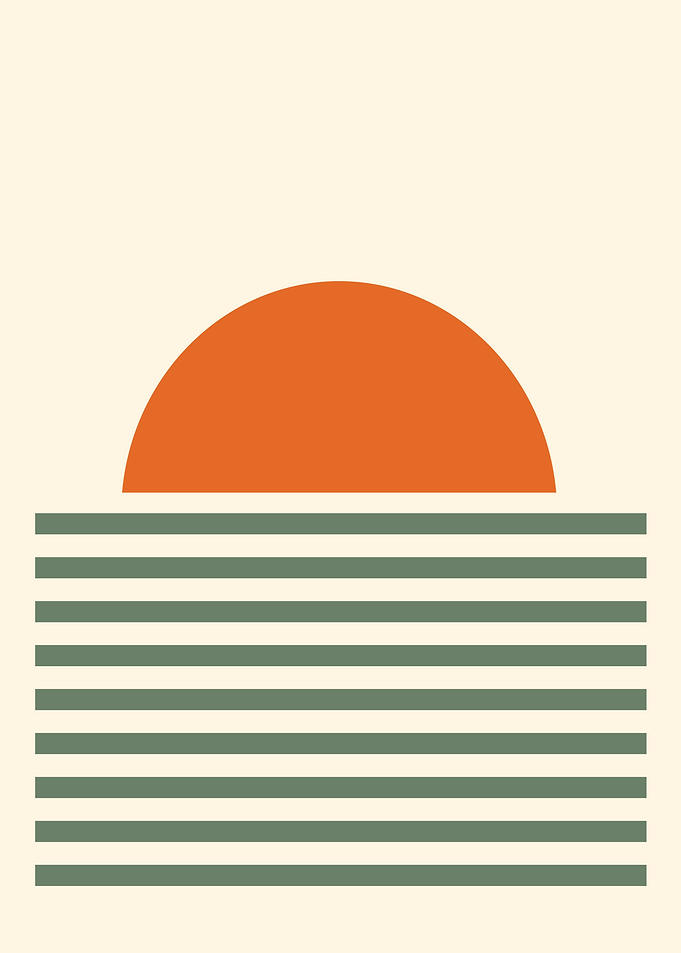 Retro sunset poster orange