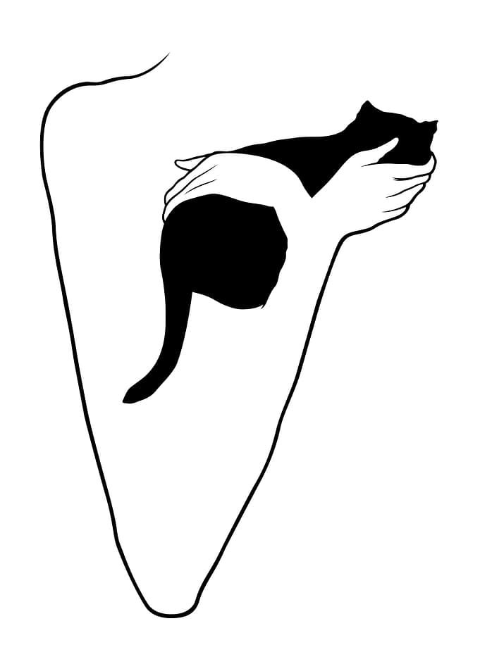 Minimalist Cat Art Hug