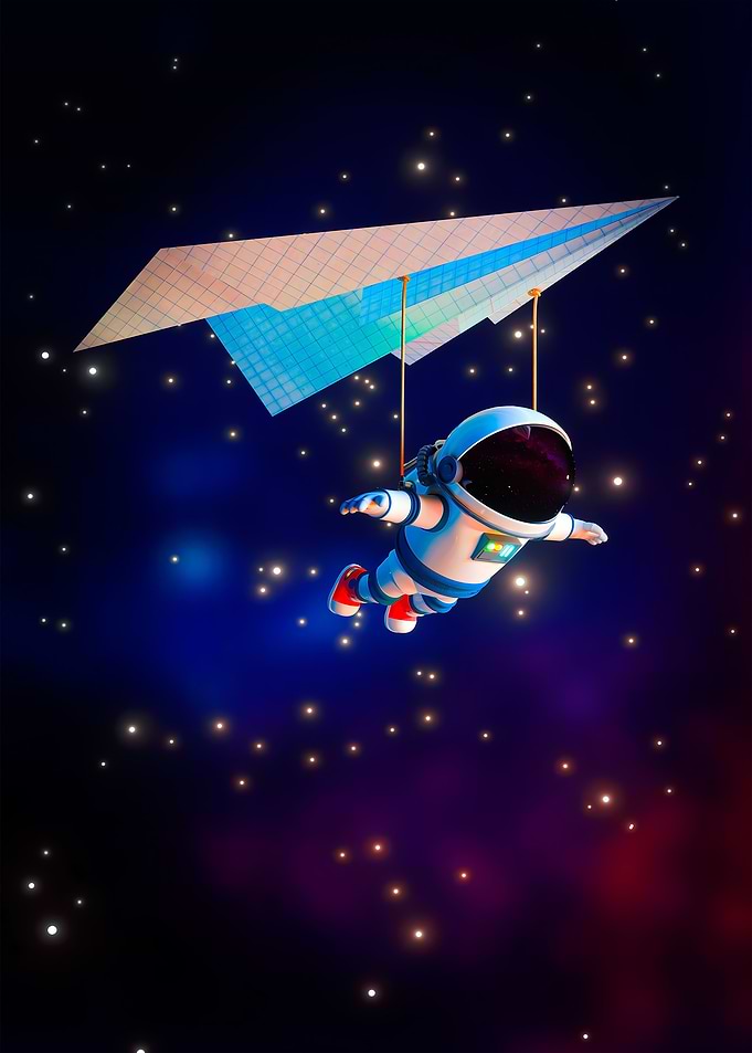 Astronaut Fly Paper Plane