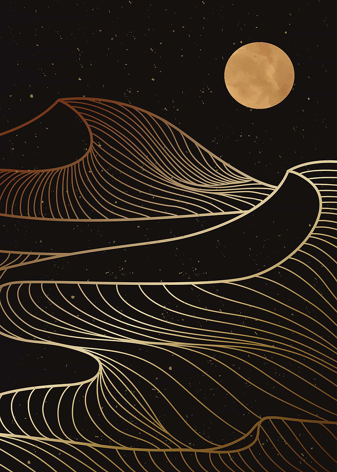 Mountain desert line art