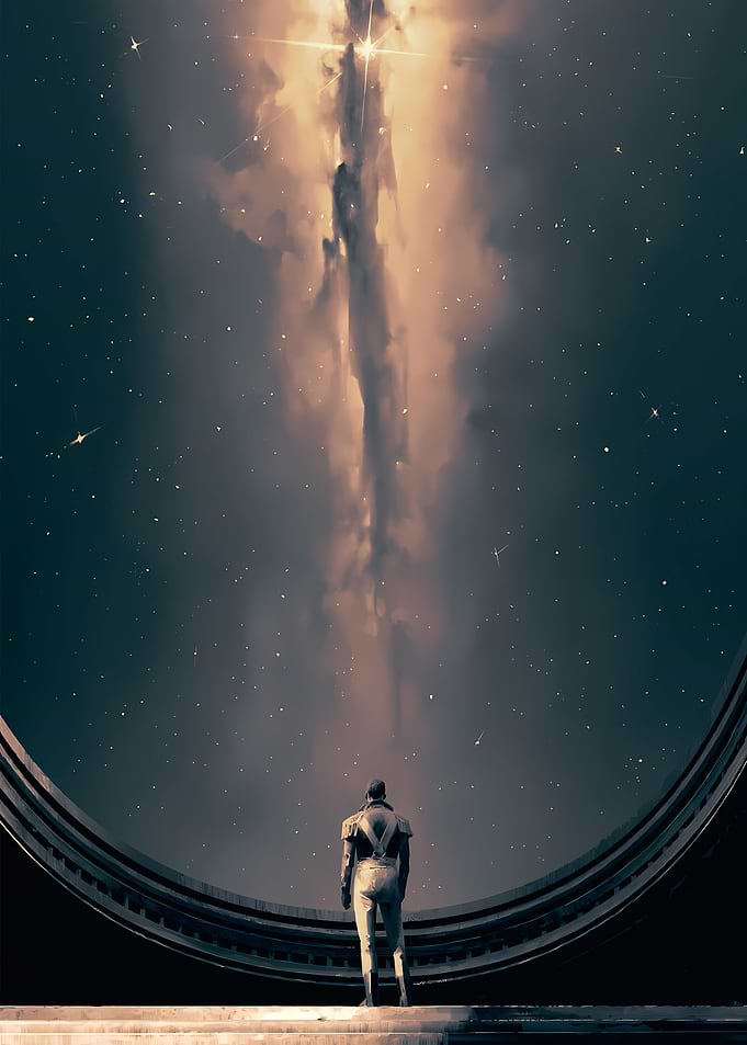 A Man Looking Sky
